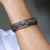 Men's distressed leather bracelet, 'Sumatra Journeys' - Men's Handcrafted Leather Braided Bracelet