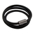 Leather wrap bracelet, 'Three Turns in Black' - Black Leather Magnetic Wrap Bracelet from Brazil