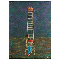 'Ladder' (2007) - Upward Climb Expressionist Painting