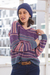 Baby alpaca blend pullover sweater, 'Mesa Sunrise' - Multi-Color Stripe Alpaca Blend Long Sleeve V-Neck Sweater (image 2c) thumbail
