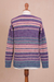 Baby alpaca blend pullover sweater, 'Mesa Sunrise' - Multi-Color Stripe Alpaca Blend Long Sleeve V-Neck Sweater (image 2f) thumbail