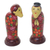 Mahogany toothpick holders, 'Elderly Friends in Red' (pair) - Pair of Mahogany Toothpick Holders in Floral Red from Bali (image 2c) thumbail