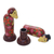 Mahogany toothpick holders, 'Elderly Friends in Red' (pair) - Pair of Mahogany Toothpick Holders in Floral Red from Bali (image 2d) thumbail