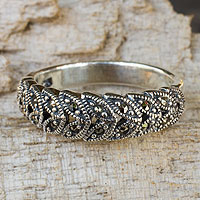 Marcasite cocktail ring, 'Olive Garland'