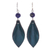 Lapis lazuli and leather dangle earrings, 'Supple Petals in Teal' - Blue-Green Leather and Lapis Lazuli Earrings thumbail