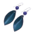 Lapis lazuli and leather dangle earrings, 'Supple Petals in Teal' - Blue-Green Leather and Lapis Lazuli Earrings (image 2c) thumbail