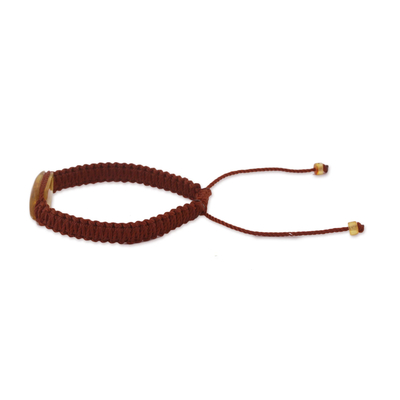 Amber pendant bracelet, 'Ancient Desire in Brown' - Amber Pendant Bracelet in Brown from Mexico