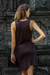 vestido de rayón - Vestido sin mangas de rayón marrón con cuello vuelto de Bali
