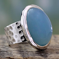 Chalcedony solitaire ring, 'Perfect Day' - Sterling Silver Single Stone Chalcedony Ring