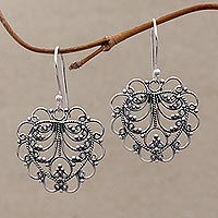 Sterling silver dangle earrings, 'Valentine Vine'