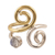 Rainbow moonstone band ring, 'Curling Union' - Rainbow Moonstone Ring with Sterling Silver and Brass thumbail