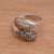 Sterling silver wrap ring, 'Two Shadows' - Sterling Silver Engraved Floral Leaf Wrap Ring of Indonesia (image 2b) thumbail