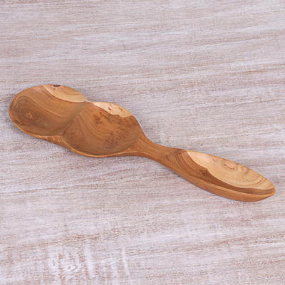 Plato de servir de madera de teca - Fuente de servir en forma de violín hecha a mano en madera de teca