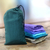 Reusable nylon shopping bags, 'Teal Kuta' (set of 6) - Six Shopping Bags Parachute Nylon Totes with Storage Pouch