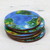 Wood coasters, 'Round Earth' (set of 5) - 5 Round Laminated Wood Coasters of Earth from India