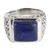 Lapis lazuli single stone ring, 'Gracious Blue' - Sterling Silver Lapis Lazuli Ring with Nature Motif (image 2b) thumbail
