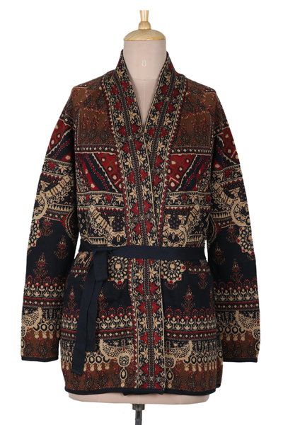 Floral Viscose Blend Jacquard Jacket from India