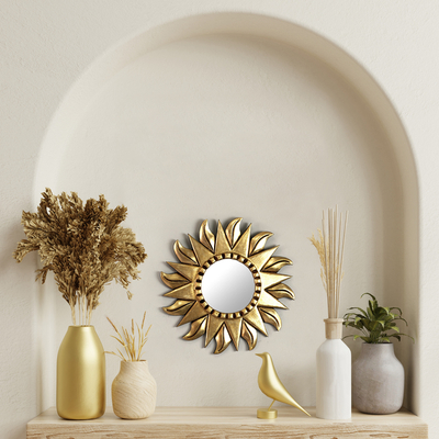 Spiegel aus Mohena-Holz - Handgefertigter Metallspiegel aus vergoldetem Holz