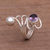Amethyst and pearl ring, 'Pure in Heart' - Amethyst and Pearl Ring (image 2c) thumbail