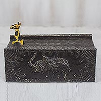 Wood Jewellery box, 'Proud Giraffe' - Hand Carved Wood Jewellery Box