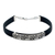 Men's sterling silver bracelet, 'Taxco Frieze' - Men's Mexican Taxco Silver Black Rubber Wristband Bracelet