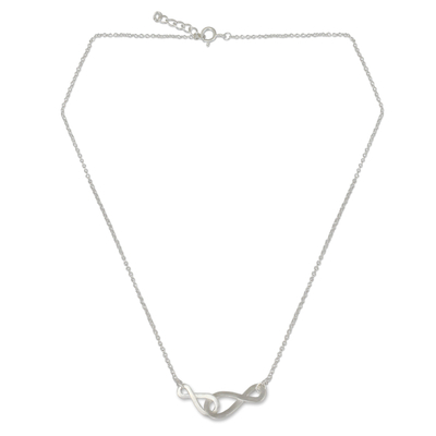Sterling silver pendant necklace, 'Into Infinity' - Brushed Sterling Silver Necklace with Infinity Symbols