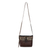 Natural fibers with leather accent shoulder bag, 'Thai Elephant Parade on Brown' - Hand Woven Sedge Shoulder Bag with Leather Accents