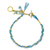 Gold plated multi-gemstone braided bracelet, 'Blue is for Peace' - Blue Theme Gold Plated Cotton Bracelet and Multi Gem Charms thumbail
