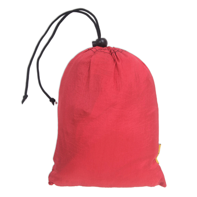 Hamaca con paracaídas, 'Uluwatu Red' (doble) - Hamaca con paracaídas roja con cuerda con gancho incluida (Doble)