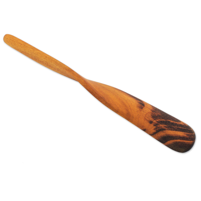 Jobillo wood double spatula, 'Twist of Nature' - Nicaraguan Artisan Crafted Double Spatula Natural Wood Color