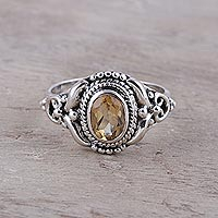 Citrine cocktail ring, 'Traditional Romantic'