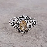 Citrine cocktail ring, Traditional Romantic