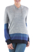 Hoodie sweater, 'Blue Imagination' - Blue and Grey Striped Hoodie Sweater from Peru thumbail