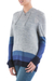 Hoodie sweater, 'Blue Imagination' - Blue and Grey Striped Hoodie Sweater from Peru (image 2b) thumbail