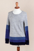 Pullover sweater, 'Imagine in Blue' - Blue and Grey Striped Pullover Sweater from Peru (image 2d) thumbail