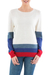 Pullover sweater, 'Imagine in Ivory' - Ivory Pullover Sweater with Blue and Red Stripes thumbail