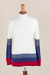 Pullover sweater, 'Imagine in Ivory' - Ivory Pullover Sweater with Blue and Red Stripes (image 2d) thumbail