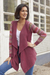 Cotton blend cardigan, 'Garden in Wine' - Wine Red Peruvian Open Front Cardigan with Florid Sleeves (image 2) thumbail