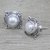 Cultured pearl button earrings, 'Morning Crowns' - Cultured Pearl and Sterling Silver Earrings from India