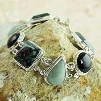 Jade link bracelet, 'Natural Geometry'