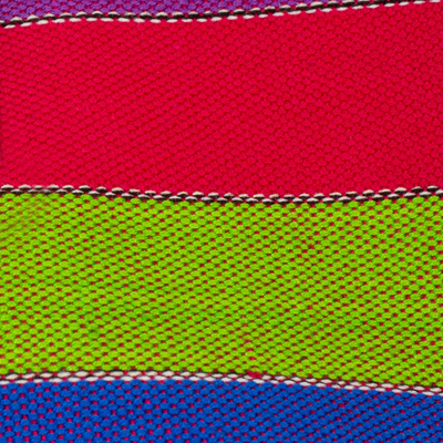 Manteles individuales de algodón, (juego de 6) - Seis manteles individuales de algodón a rayas multicolores de Guatemala