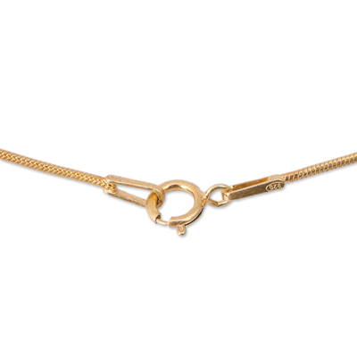 Gold vermeil pendant necklace, 'Gardenia Filigree' - Floral Filigree Artisan Crafted Gold Vermeil Necklace