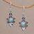 Turquoise dangle earrings, 'Temple Leaves' - Turquoise and Sterling Silver Dangle Earrings from Bali