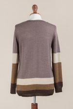 Pullover sweater, 'Imagine in Brown' - Brown Striped Pullover Sweater from Peru