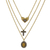 Gold plated drusy agate pendant necklaces, 'Cross My Heart' (set of 3) - Gold Plated Drusy Agate Heart and Cross Necklaces (Set of 3)