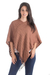 Cotton poncho, 'Seasonal Leaves' - Handwoven Cotton Poncho in Burnt Sienna from Guatemala