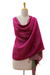 Silk reversible shawl, 'Amethyst Emerald' - Violet and Green Reversible Silk Shawl Wrap from India