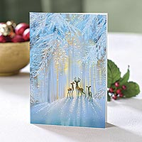 UNICEF holiday cards, 'Moonlit Deer' (set of 20) - UNICEF Holiday Cards (box of 20)