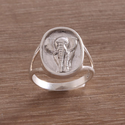 Siegelring aus Sterlingsilber - Elefanten-Siegelring aus Sterlingsilber aus Bali
