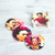 Decoupage wood coasters, 'Frida's Gaze' (set of 4) - Four Round Decoupage Pinewood Mexican Frida Kahlo Coasters